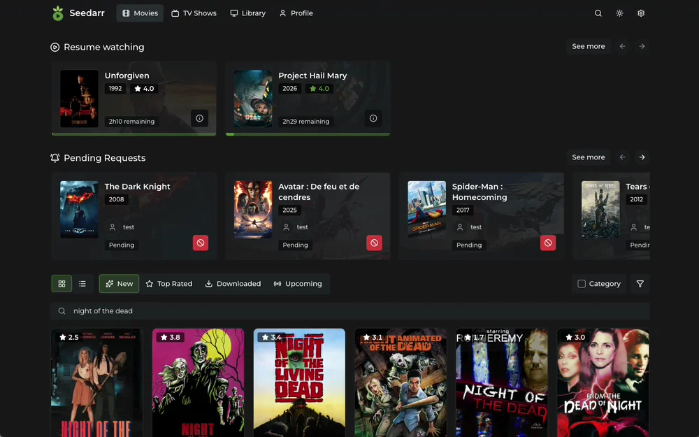 Seedarr catalog dashboard