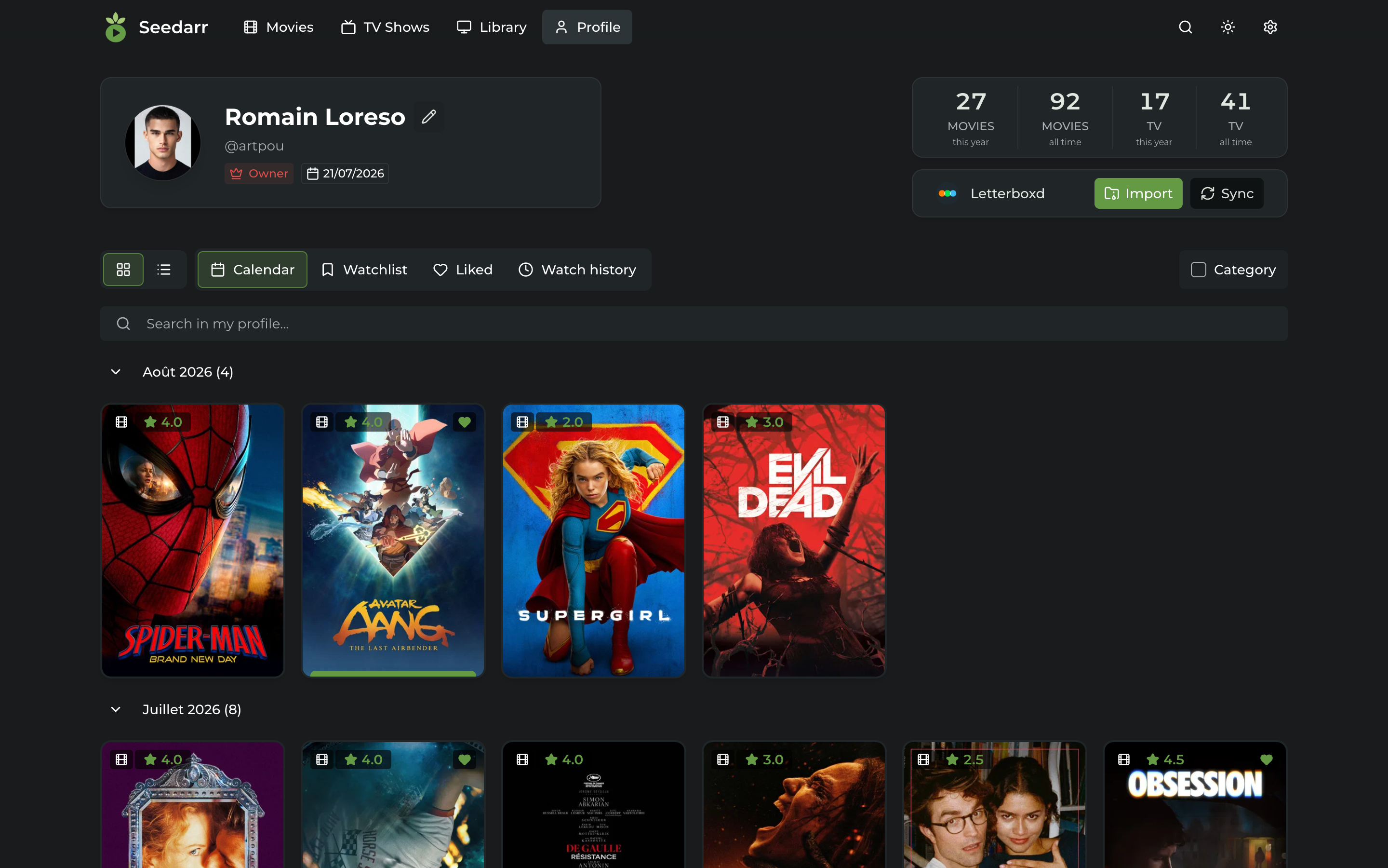 Personalized user profile and library